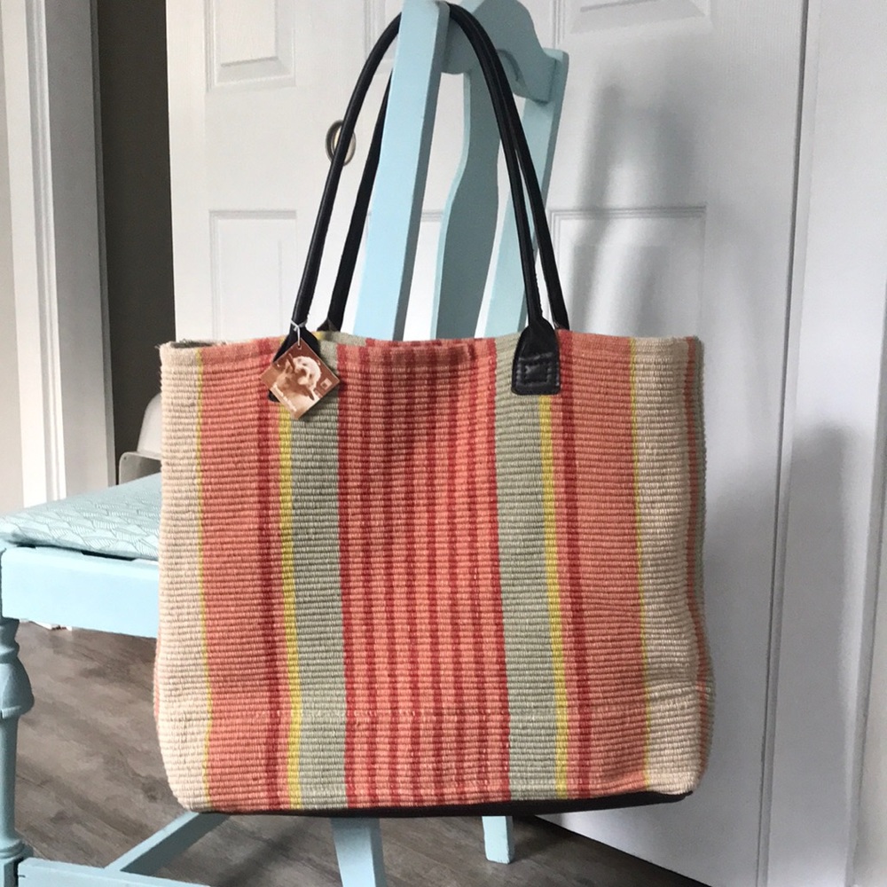 New! Dash & Albert Mellie Stripe 100% Cotton Rug Tote